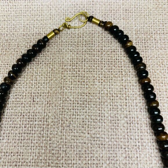 Wood Bead Tribal Statement Necklace - Picture 3 of 3